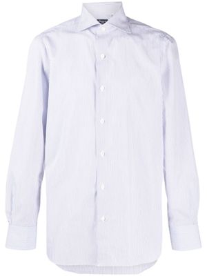 Finamore 1925 Napoli chemise rayée à col italien - Blanc