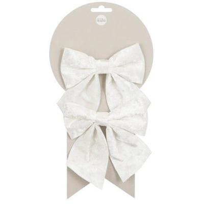 Decoratie strikken - 2x st - wit - 12 x 13 cm - strikjes