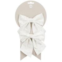 Decoratie strikken - 2x st - wit - 12 x 13 cm - strikjes