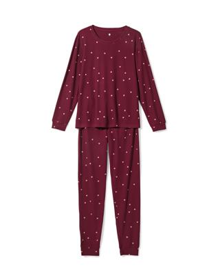HEMA Damespyjama viscose wafel hartjes bordeauxrood (bordeauxrood)