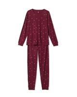 HEMA Damespyjama viscose wafel hartjes bordeauxrood (bordeauxrood)