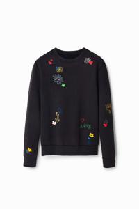 Gewassen sweatshirt met print - BLACK - XL