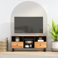 Tv-meubel 100x33x46 cm massief acaciahout en bewerkt hout - thumbnail