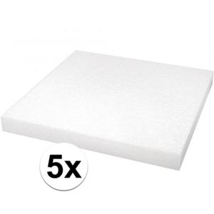 Knutsel piepschuim - 5x - plaat - vierkant - 40 x 40 x 4 cm - hobby materiaal