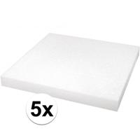 Knutsel piepschuim - 5x - plaat - vierkant - 40 x 40 x 4 cm - hobby materiaal