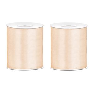 3x Hobby/decoratie creme satijnen sierlinten 10 cm/100 mm x 25 meter