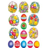 90x Gekleurde paaseieren met bloemen en kuikens stickers - thumbnail