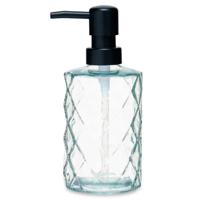 Luxe zeeppompje/dispenser Diamond - helder transparant - glas - 18 x 7 cm - 410 ml - thumbnail