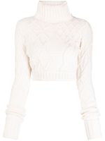 Monse pull en laine crop à col roulé - Blanc