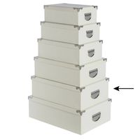 5Five Opbergdoos/box - 3x - ivoor wit - L44 x B31 x H15 cm - Stevig karton - Crocobox - Opbergbox - thumbnail
