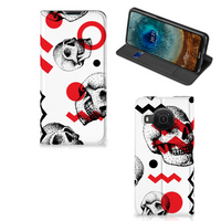 Mobiel BookCase Nokia X20 | X10 Skull Red