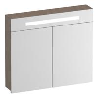 Brauer Promise Spiegelkast - 80 cm - met Verlichting - 2 Spiegeldeuren - Mat Mokka