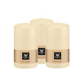 Cilinderkaars/stompkaars - 3x - creme wit - 12 x 6 cm - 33 branduren