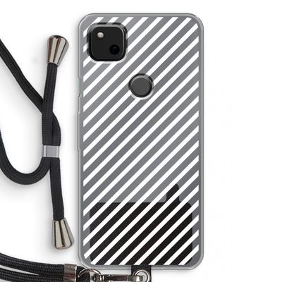 Strepen zwart-wit: Pixel 4a Transparant Hoesje met koord