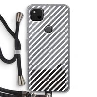 Strepen zwart-wit: Pixel 4a Transparant Hoesje met koord
