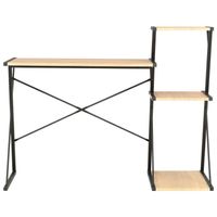 The Living Store Modern Bureau - Met Schappen - 116 x 50 x 93 cm - Zwart/Eiken - The Living Store - thumbnail