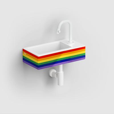 Flush 3 fontein met kraangat rechts, glanz.regenboog ker.