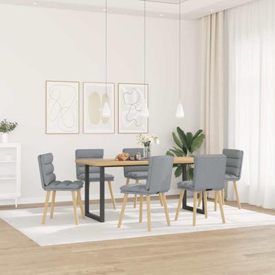Eetkamerstoelen 6 st stof lichtgrijs