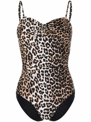 GANNI maillot de bain à imprimé léopard - Marron