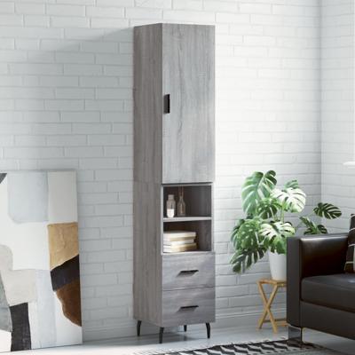 Hoge kast 34,5x34x180 cm bewerkt hout grijs sonoma eikenkleurig