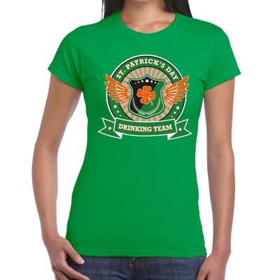 St. Patricks day drinking team t-shirt - groen - voor dames - Sint Patrick's day kleding