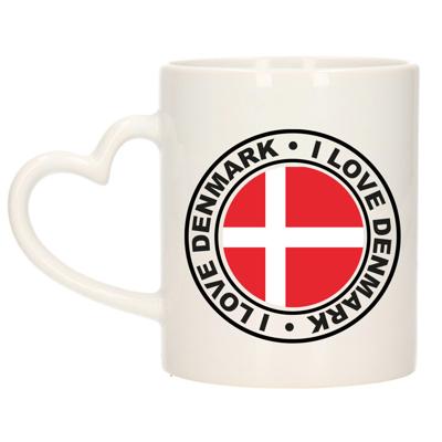 Cadeau koffiemok Denemarken - vlag - I love - 300 ml - keramiek - landen thema - support Cadeau koffiemok Denemarken - vlag - I love - 300 ml - keramiek - landen thema - support