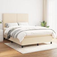 Boxspring met matras stof crèmekleurig 140x200 cm