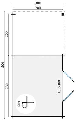 Blokhut - Tuinhuis Dora | 28 mm | vuren Red Class Wood geïmpregneerd