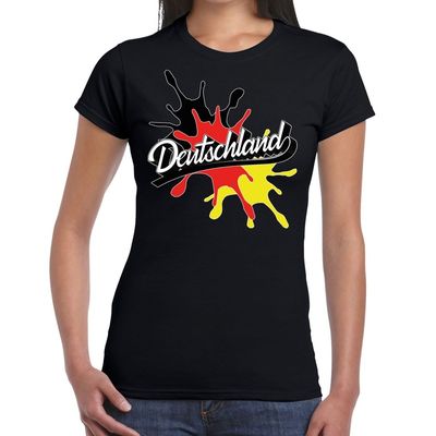 Deutschland/Duitsland t-shirt spetter zwart voor dames Deutschland/Duitsland t-shirt spetter zwart voor dames