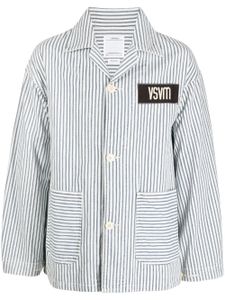 visvim veste rayée à patch logo - Bleu