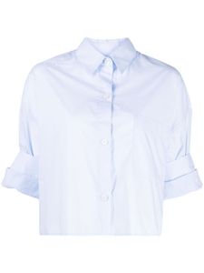 TWP chemise crop en coton à manches retroussées - Bleu