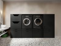 Kast WASHING 2 machines met kast 1 deur 2 lades 1 kast voor wasgoed MEDIUM zwart