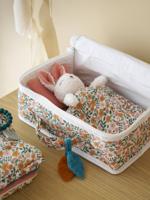 Aanpasbaar koffertje met knuffel RETRO FLOWER geel