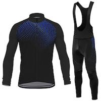 Voor heren Wielrenshirt met strakke wielrenbroek Lange mouw Bergracen Wegwielrennen Geel Blauw Fietsen Spandex Sport Geometrisch Kleding Lightinthebox