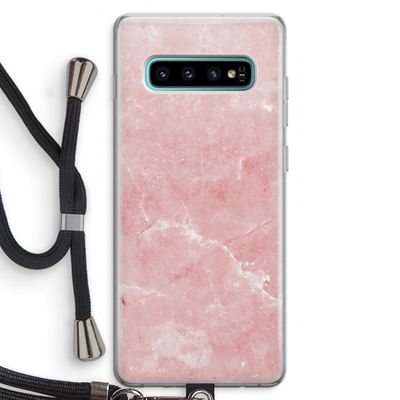 Roze marmer: Samsung Galaxy S10 Plus Transparant Hoesje met koord