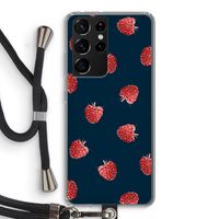Framboosjes: Samsung Galaxy S21 Ultra Transparant Hoesje met koord