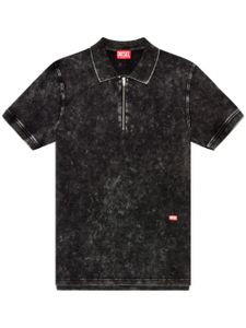 Diesel polo T-Smith-Zip à effet délavé - Noir