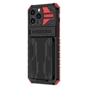 iPhone 13 hoesje - Backcover - Rugged Armor - Kickstand - Extra valbescherming - TPU - Zwart/Rood