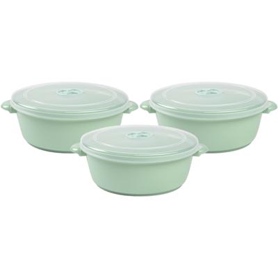 Plasticforte Magnetronschaal met deksel/ventiel - 3x - 2L - lichtgroen - kunststof - BPA vrij