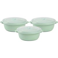 Plasticforte Magnetronschaal met deksel/ventiel - 3x - 2L - lichtgroen - kunststof - BPA vrij