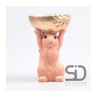 Season Inspired Decoration Beeld eekhoorn met bak 14x22,5cm beige