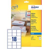 Etiket avery j8161-10 63.5x46.6mm wit 180st | 10 stuks