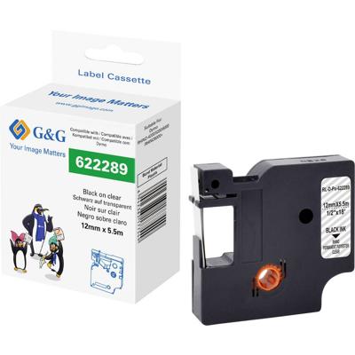 G&G Labeltape Polyester Tapekleur: Transparant Tekstkleur: Zwart 12 mm 5.5 m