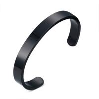 8mm breedte vrouwen mannen roestvrijstalen oppervlakte armband Bangle (zwart)