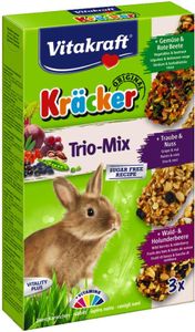 Trio Mix honing/spelt-popcorn/honing-bosbes/vlierbes-kracker dwergkonijn 3in1 - Vitakraft