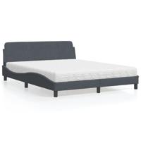 Bed met matras "Dover" fluweel donkergrijs 160x200 cm