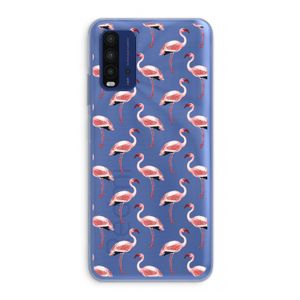 Flamingoprint groen: Xiaomi Redmi 9T Transparant Hoesje