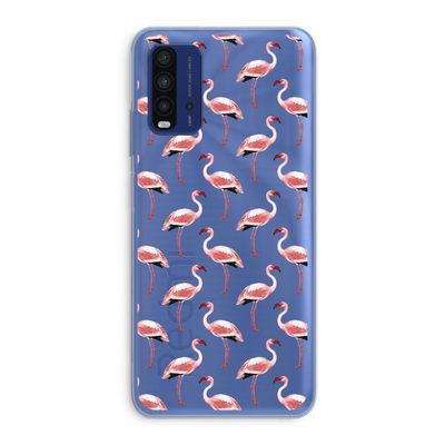 Flamingoprint groen: Xiaomi Redmi 9T Transparant Hoesje