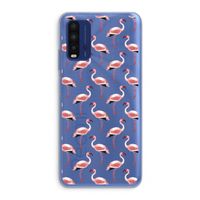 Flamingoprint groen: Xiaomi Redmi 9T Transparant Hoesje