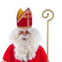Sinterklaas verkleed set - baard en snor - staf - Mijter - Goed Heiligman
